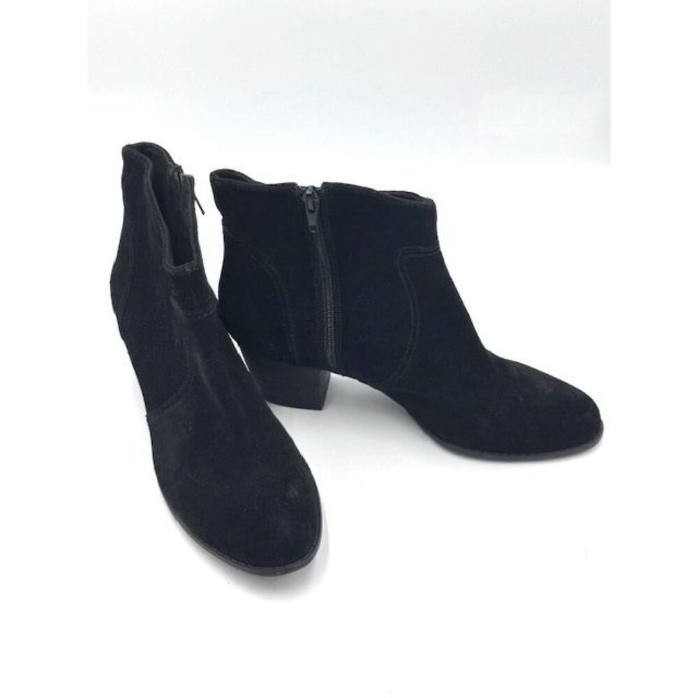 EUC Sole Society size 9 Black Suede Ankle Boots w/Chunky Heel & Side Zippers